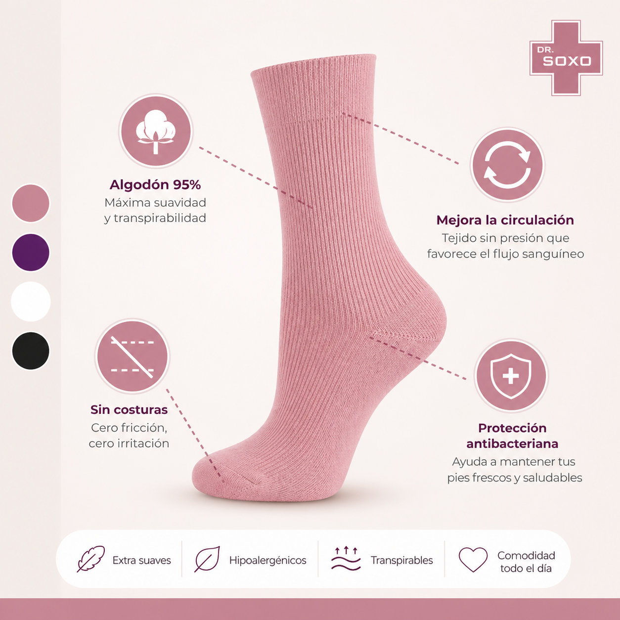 Medias Premium Confort Total™ – Pack x12 Sin Costura y Sin Presión